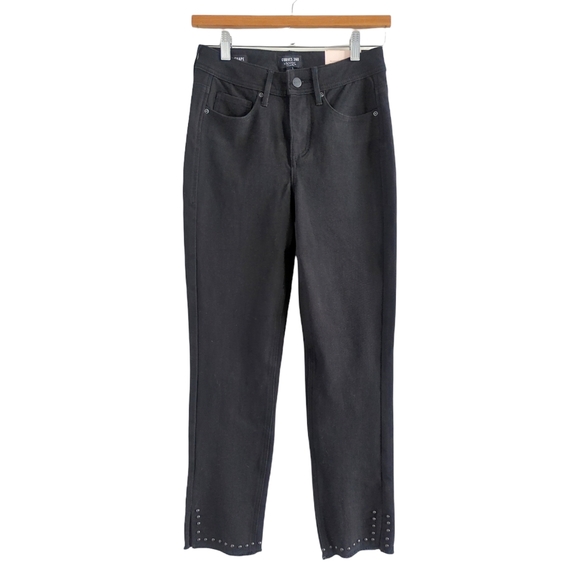 NYDJ Curves 360 Black Studded Shaping Slim Straight Ankle Length Jeans Size 2 - Picture 2 of 12